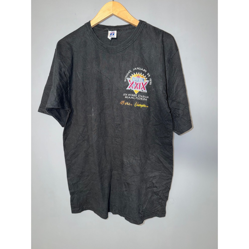 Vintage Super Bowl XXIX T Shirt 49ers Chargers 1995 NFL Joe Robbie Stadium Black